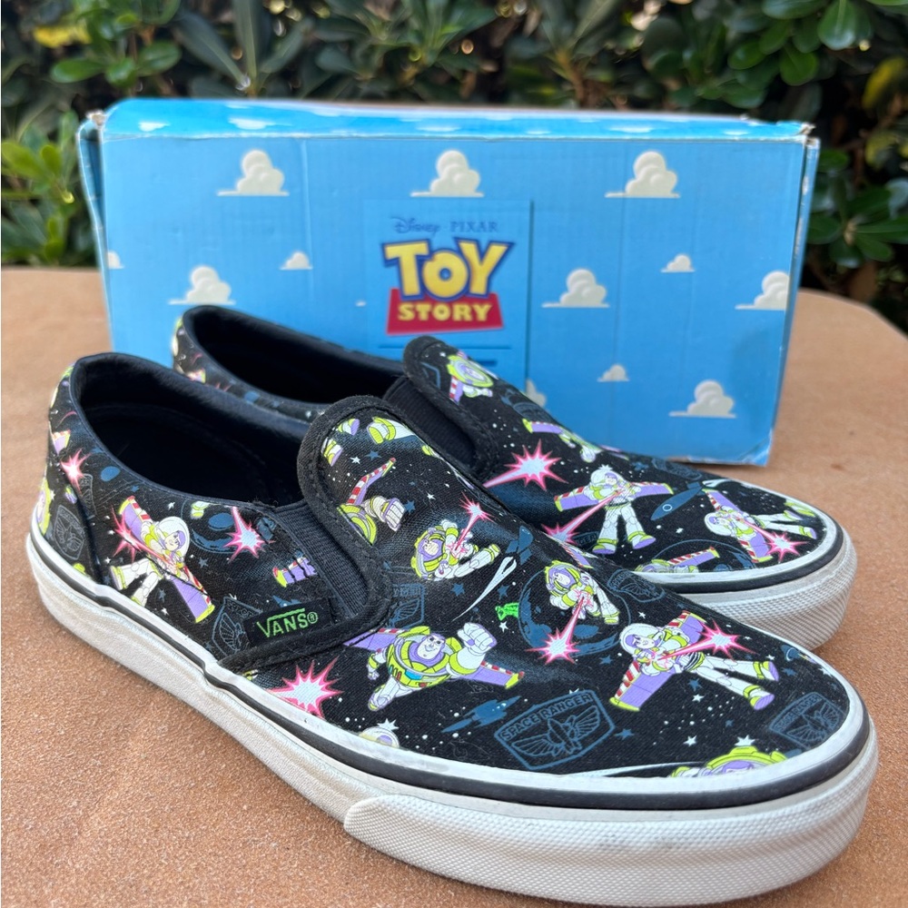 Vans Kids Toy Story Slip-On Shoes - Black with Buzz Lightyear